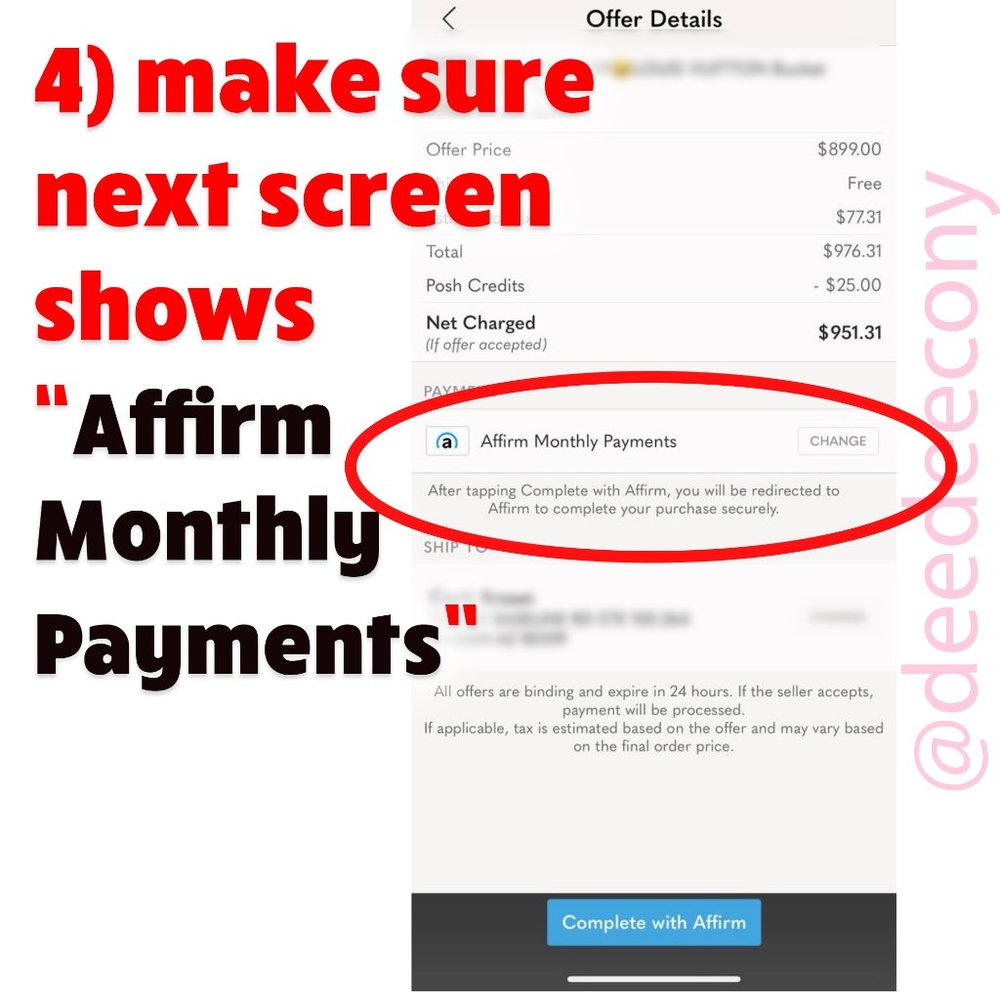 How to make OFFER using AFFIRM - Picture 5 of 7
